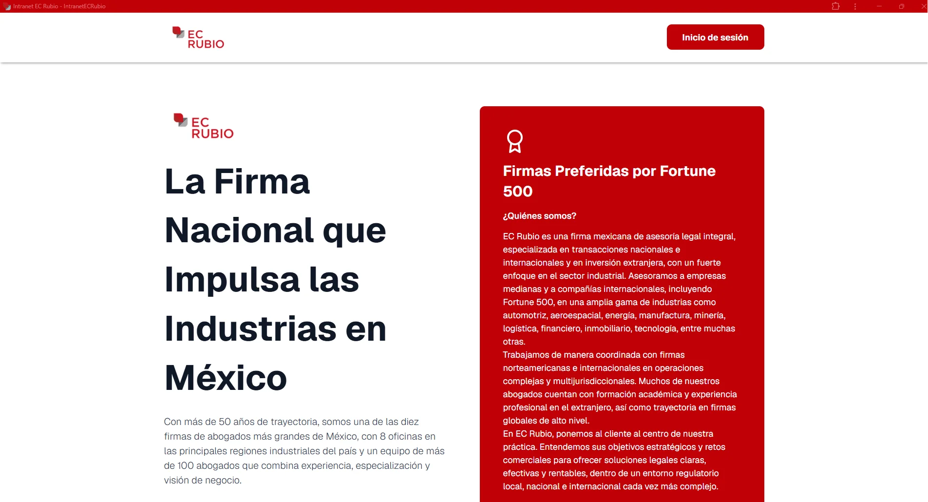 Captura de pantalla de la plataforma ec rubio